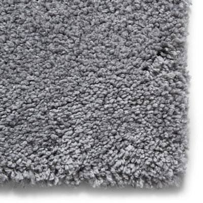 Grey Plain Shaggy Modern Plain Easy to Clean Soft Rug For Dining Room ...