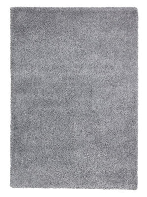 Grey Plain Shaggy Modern Plain Easy to Clean Soft Rug For Dining Room ...