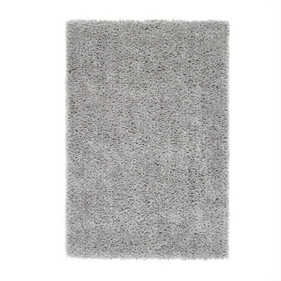 Grey Plain Shaggy Rug, Anti-Shed Easy to Clean Rug, Handmade Rug for Bedroom, Living Room, & Dining Room-110cm X 160cm