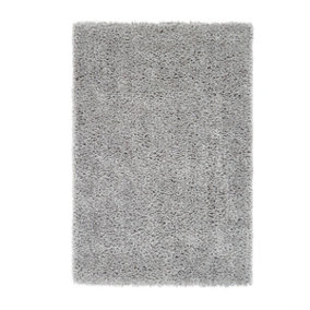 Grey Plain Shaggy Rug, Anti-Shed Easy to Clean Rug, Handmade Rug for Bedroom, Living Room, & Dining Room-110cm X 160cm