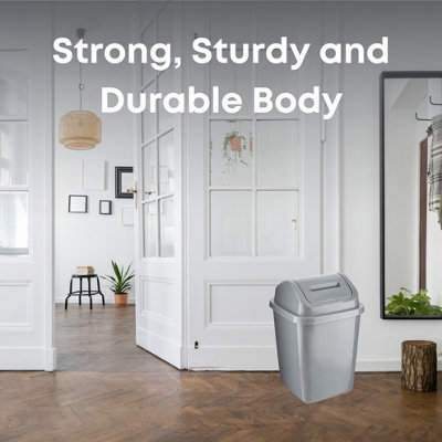 Grey Plastic Bathroom Dust Bin - 5L
