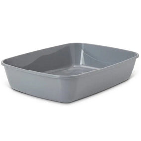 Grey Plastic Cat Litter Tray (10x30.5x42cm) - Ideal for Hidden Dog and Cat Litter Box Enclosure - Litter Tray Only