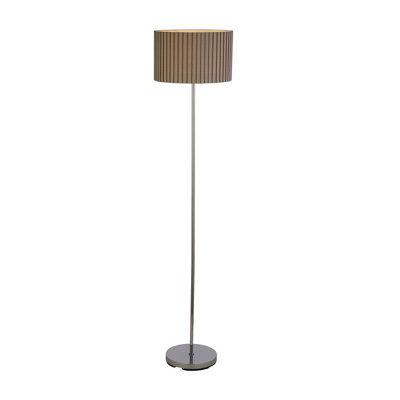 GREY PLEATED STICK CHROME FLOOR LAMP