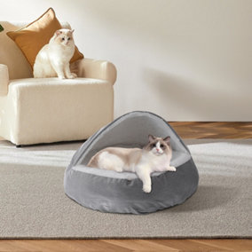 Grey Plush Soft Shell Pet Dog Cat Bed