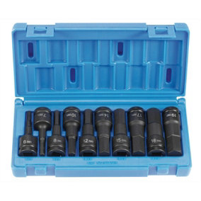 Grey Pneumatic 10Pc Hex Driver Set 1/2 Dr Metric Specifically For Impact Ttols