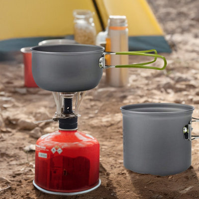 Grey Portable Camping Cookware Set Outdoor Picnic Cooking Kit with ...