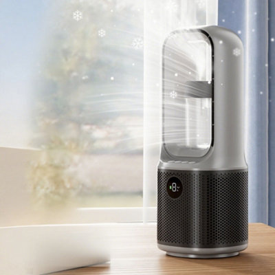 Grey Premium Mini Dual-Turbo Bladeless Speaker Fan