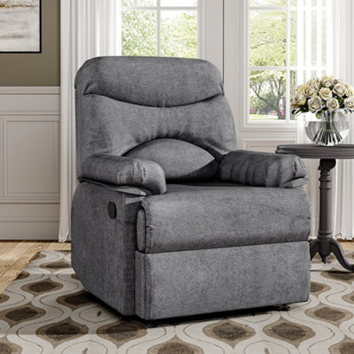 Grey PU Leather Upholstered Recliner Armchair