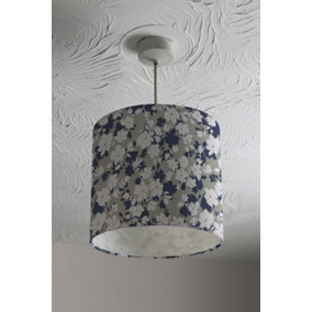 Grey, Purple & White Flowers (Ceiling & Lamp Shade) / 45cm x 26cm / Lamp Shade