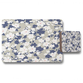 Grey, Purple & White Flowers (Placemat & Coaster Set) / Default Title