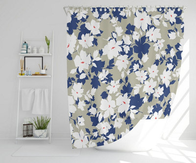 Grey, Purple & White Flowers (Shower Curtain) / Default Title