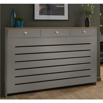 Grey Radiator Cover Cabinet Traditional Modern MDF Wood Horizontal ...