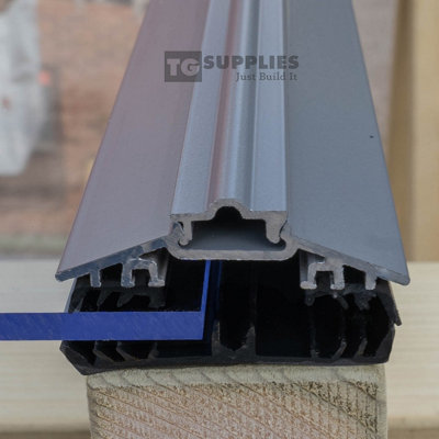 Grey Rafter Supported 50mm Wide AluTGlaze Aluminium Glazing Bar With ...