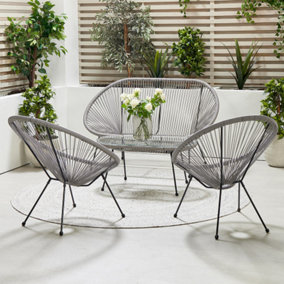 Grey Rattan 4 Piece Garden Set Outdoor Furniture