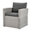 Grey Rattan Dark Grey Cushions 5 Piece Garden Corner Sofa Chairs Bench Glass Top Table