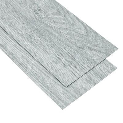 Grey Realistic Woodgrain Wood Effect Self Adhesive PVC Flooring Plank Waterproof, 5m² Pack, Set of 36