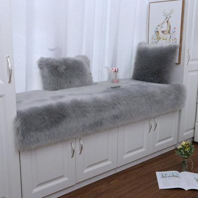 Grey Rectangle Super Soft Shaggy Area Rug Home Decor Chair Sofa Cover 900 x 600 mm