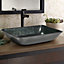 Grey Rectangular Glass Counter Mounted Bathroom Counter Top Basin W 460mm x D 330mm