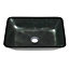 Grey Rectangular Glass Counter Mounted Bathroom Counter Top Basin W 460mm x D 330mm