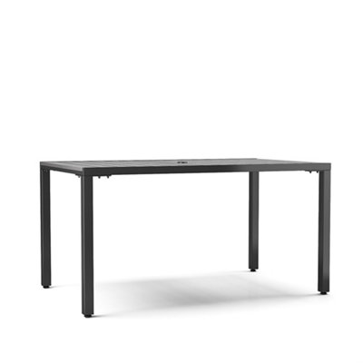 Grey Rectangular WPC Wood Effect Garden Dining Table with Parasol Hole L 150cm