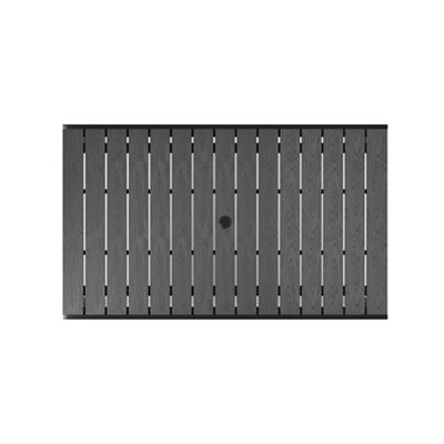 Grey Rectangular WPC Wood Effect Garden Dining Table with Parasol Hole L 150cm