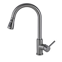 Grey Retractable Commercial Pull out Kitchen Tap Mixer Tap Faucet