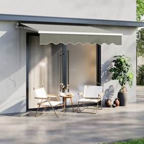 Grey Retractable Oxford Cloth  Front Door Canopy Outdoor Awning Rain Shelter Garden Awning 2.5m x 2 m