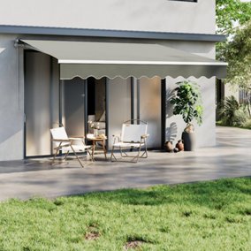 Grey Retractable Oxford Cloth Garden Sun Shade Canopy Outdoor  Anti-UV and Waterproof Folding Awning 3.5 m x 3 m