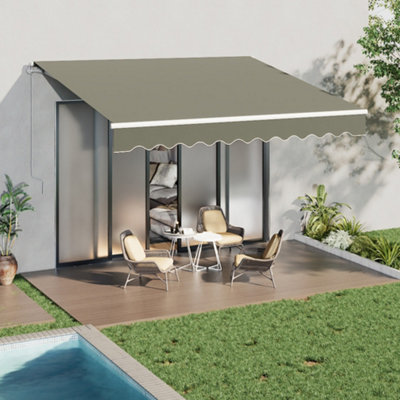 Grey Retractable Oxford Cloth Garden Sun Shade Canopy Outdoor  Anti-UV and Waterproof Folding Awning 3.5 m x 3 m