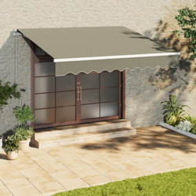 Grey Retractable Oxford Cloth Garden Sun Shade Canopy Outdoor  Anti-UV and Waterproof Folding Awning  3 m x 2.5 m