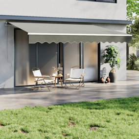 Grey Retractable Oxford Cloth Sun Shade Canopy Outdoor  Anti-UV and Waterproof Folding Awning 4 m x 3 m