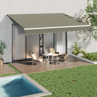 Grey Retractable Oxford Cloth Sun Shade Canopy Outdoor  Anti-UV and Waterproof Folding Awning 4 m x 3 m