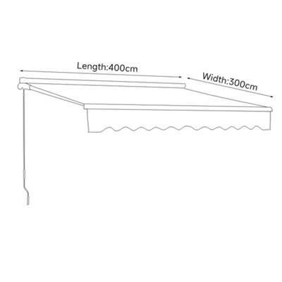 Grey Retractable Oxford Cloth Sun Shade Canopy Outdoor  Anti-UV and Waterproof Folding Awning 4 m x 3 m