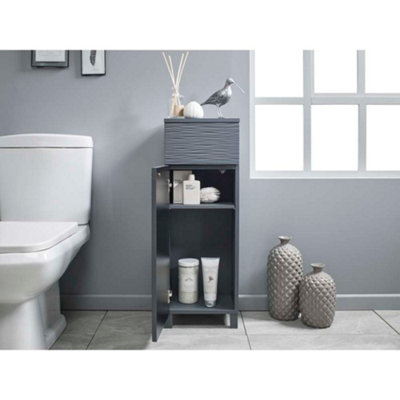 Grey Ripple Bathroom Floor Cabinet