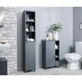 Grey Ripple Bathroom Tallboy Cabinet