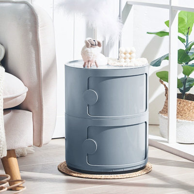 Grey Round Multi Tiered Bedside Drawer Unit Storage Unit Organizer Dia ...