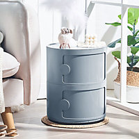 Grey Round Multi Tiered Plastic Bedside Storage Drawers Unit Drawer Bedside Chest 40cm H