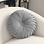 Grey Round Velvet Pillow Sofa Cushion 35cm