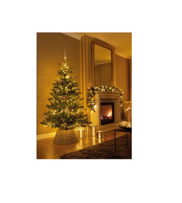Grey Round Wicker Christmas Tree Skirt Tree Decor Base Floor Basket 57cm x 28cm