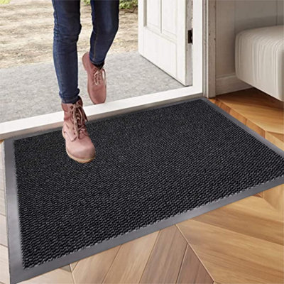 Grey Rubber Barrier Mat, Heavy Duty, Dirt Trapper & Absorbent Mat, Polypropylene Pile, Outdoor & Indoor  (40cm x 60cm)