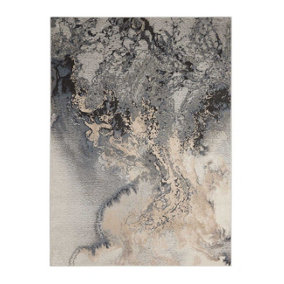 Grey Rug, Abstract Rug with 10mm Thickness, Anti-Shed Modern Luxurious Rug for Bedroom, & Dining Room-117cm X 178cm