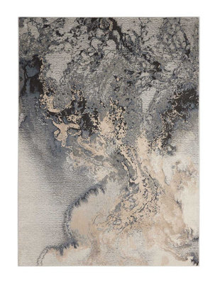 Grey Rug, Abstract Rug with 10mm Thickness, Anti-Shed Modern Luxurious Rug for Bedroom, & Dining Room-282cm X 389cm