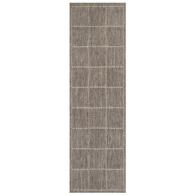 Grey Rug, Bordered Chequered Rug, Modern Easy to Clean Rug, Grey Rug for Bedroom, LivingRoom & DiningRoom-160cm X 225cm