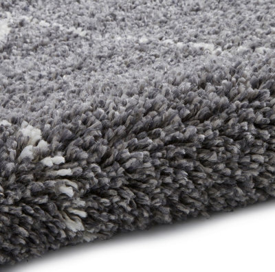 Grey Rug, Chequered Kilim Modern Rug, 6mm Thickness Shaggy Moroccan Rug, Grey Rug for Bedroom, DiningRoom-200cm X 290cm