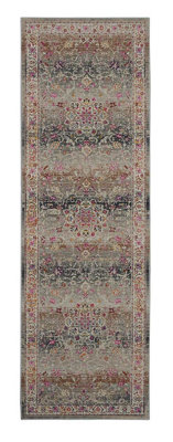 Grey Rug, Luxurious Floral Rug, Traditional  Rug, Stain-Resistant Persian Rug for Bedroom, & Dining Room-183cm (Circle)