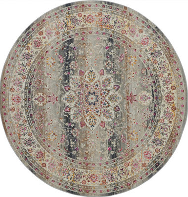 Grey Rug, Luxurious Floral Rug, Traditional  Rug, Stain-Resistant Persian Rug for Bedroom, & Dining Room-61cm X 115cm