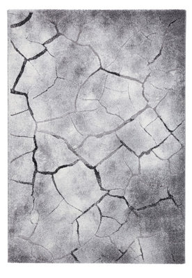 Grey Rug, Stain-Resistant Rug, Abstract Rug, Funky Modern Rug for Bedroom, Living Room, & Dining Room-120cm X 170cm