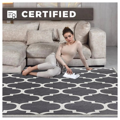 Grey Rugs Bedroom Living Room Kitchen Indoor Outdoor Extra Large Non Slip Area Rug Printed Carpets Soft Modern Geometric Easy Care
