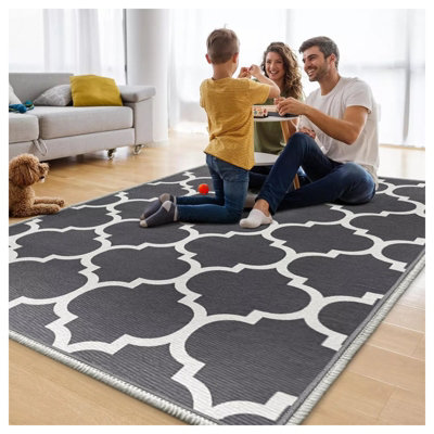 Grey Rugs Bedroom Living Room Kitchen Indoor Outdoor Extra Large Non Slip Area Rug Printed Carpets Soft Modern Geometric Easy Care