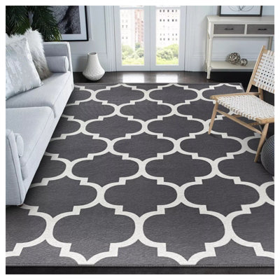 Grey Rugs Bedroom Living Room Kitchen Indoor Outdoor Extra Large Non Slip Area Rug Printed Carpets Soft Modern Geometric Easy Care